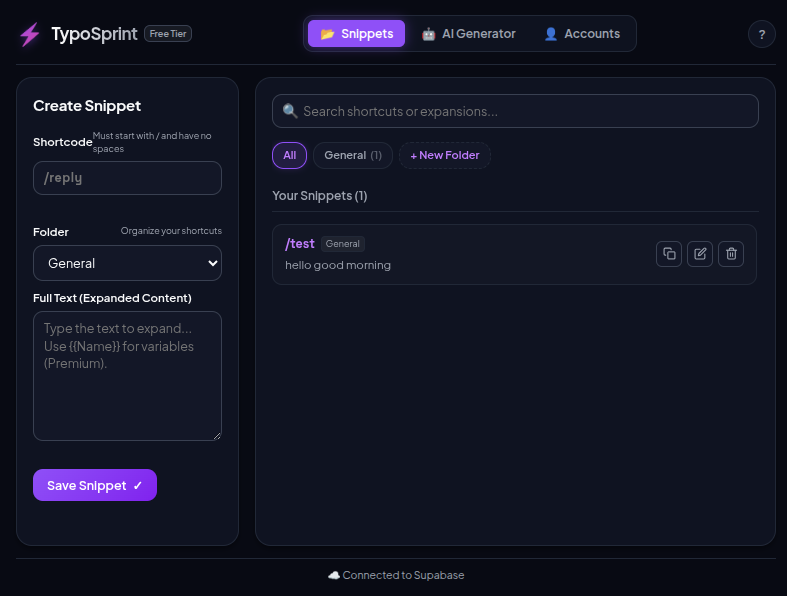 TypoSprint Interface